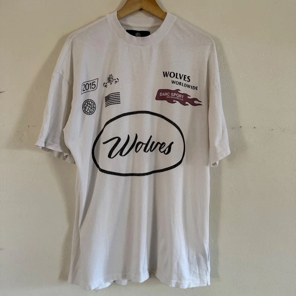 Darc Sport Wolves Club Shirt Mens White Short Sleeve Bodybuilding Club Medium - Picture 1 of 10